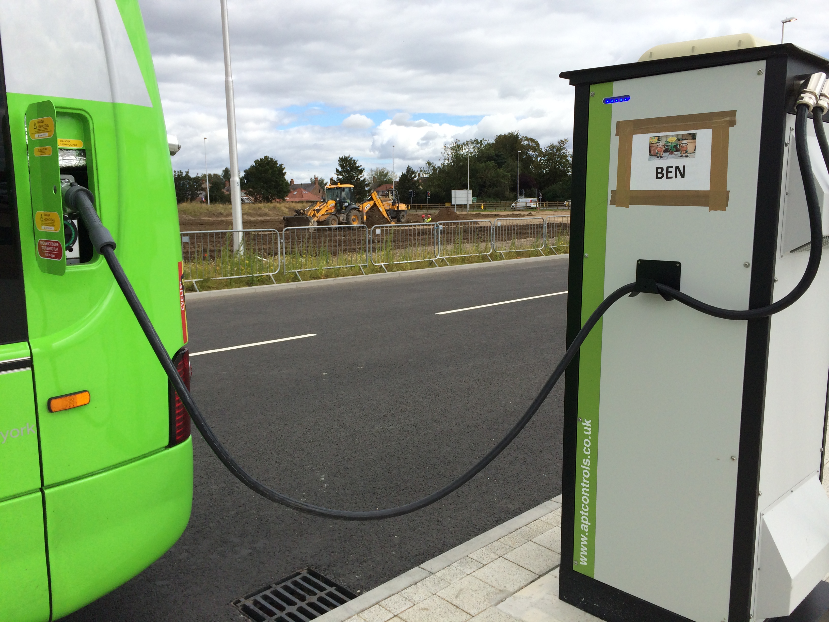 Bus plugged in at the York Park and Ride